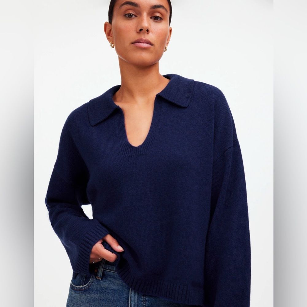 Madewell Cashmere-Wool Blend Polo Sweater • size small • NS670